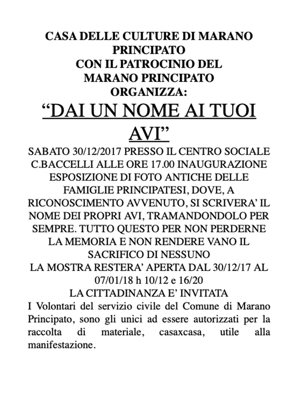 DAI UN NOME AI TUOI AVI